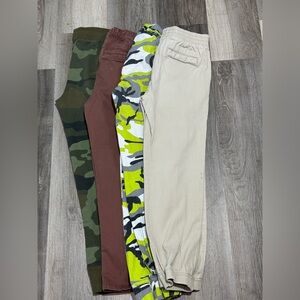 Pack of 4 Cat & Jack Boys Joggers - Olive Camo, Brown, Lime Camo & Beige